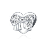 925 Sterling Silver Bow & Love Heart Charm Beads For Women