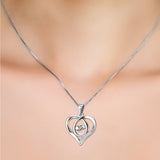 Hand In Hand Necklace Mom and Children Silver Heart Necklace