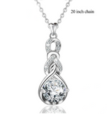 925 Sterling Silver Water Drop Shiny CZ Pendant Necklace with box Fine  Jewelry for Women Wedding Birthday Party Gift