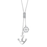Silver Anchor Cross Pendant Necklace for Man Birthday Gift Jewelry