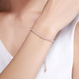 S925 Sterling Silver Rose Gold Plated Zircon Elegant Companion Bracelet