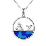925 Sterling Silver Cute Dolphin Animal Necklace Pendant Blue Ocean Dolphin Pendant Jewelry Hypoallergenic Sensitive for Women Gifts