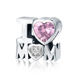S925 Sterling Silver Zirconia I Love My Mother Charms