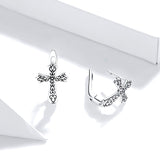 925 Sterling Silver Vine Cross Stud Earrings Precious Jewelry For Women