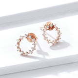 925 Sterling Silver Stud Earrings for Women Rose Gold Color 925 Sterling Silver CZ Round Ear Stud Wedding Statement Jewelry