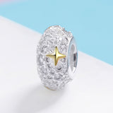 S925 Sterling Silver White Gold Plated & Gold Plated Zircon Star Charms