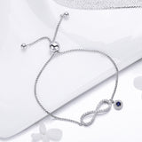 S925 Sterling Silver White Gold Plated Zircon Charm Infinity Bracelet