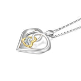 Double Hearts Hug Zirconia Necklace Gold Color Silver Pendant Necklace
