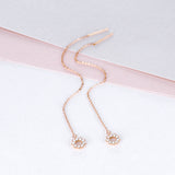 18K Gold Korean Long Line Circle Zircon Dangle Earring Female Niche Light Luxury Jewelry