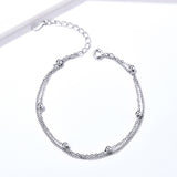 S925 Sterling Silver White Gold Plated Bead Bracelet