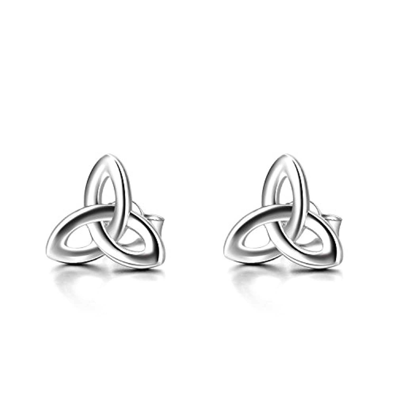 S925 Sterling Silver Irish Celtic Trinity Knot Stud Earrings for Women Teen Girls Birthday Gift