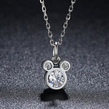 S925 Sterling Silver Mickey Oxidized Zircon Pendant Necklace