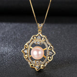 S925 sterling silver pearl cubic zircon flower pendant folk-custom classic boutique jewelry accessories