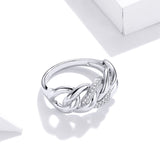 S925 Sterling Silver Clear Platinum CZ Chain Ring Finger Rings For Women