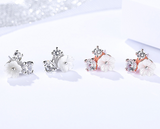 S925 sterling silver fashion wild small fresh diamond earrings shell flower earrings