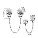 Skull Safety Chain Charms 925 Sterling Silver Connection Chain Charms with Cubic Zirconia Balck Red Eyes Safety Chain Fit All Bracelet for Protect and Extend Your Bracelet