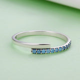 S925 sterling silver blue charm ring oxidized zircon ring