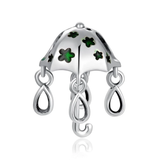 Silver Beads Green Star Murano Umbrella Beads Charms 