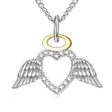 S925 Sterling Silver Creative Love Angel Wings Pendant Necklace Female Jewelry Cross-Border Exclusive