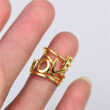 Yellow Gold Plating Letter Rings Simple Jewelry Silver Words Rings