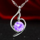 Girlfriend Purple Zirconia Pendant Infinity Necklace Silver Crystal Necklace