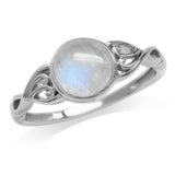925 Sterling Silver Natural Moonstone Victorian Style Single Stone Ring