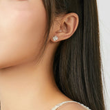 Flower Clover Stud Earrings for Women 925 Sterling Silver Fine Jewelry Gifts Anti-allergy Ear Pins for Girl