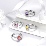 Birthstone Jewelry Women 925 Sterling Silver Free Customized Engravable rings Girls Birth Stone Gift