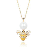 Freshwater Pearl Bee Pendant Necklaces 