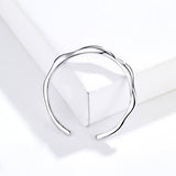 S925 Sterling Silver Irregular Line Ring White Gold Plated Ring