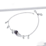 925 Sterling Silver Natural Stone Round Garnet Beads Fruit Chain Bracelets for Women Slide Adjustable Bracelet