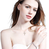 S925 Sterling Silver Personality Micro-Encrusted Diamond Cross Pendant Necklace Female Jewelry Cross-Border Exclusive