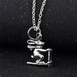 Cute Daily Animal Silver Rabbit Pendant Necklace
