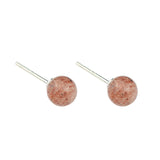 Korean S925 Sterling Silver Stud Earrings Female Sweet Mini Pink Strawberry Crystal Stud Earrings