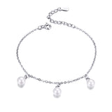  silver white gold plated pearl bracelet