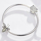 Queen Bee Charm 925 Sterling Silver Insert Bee Charms for Original Women Silver Snake Bracelet & Bangle Necklace