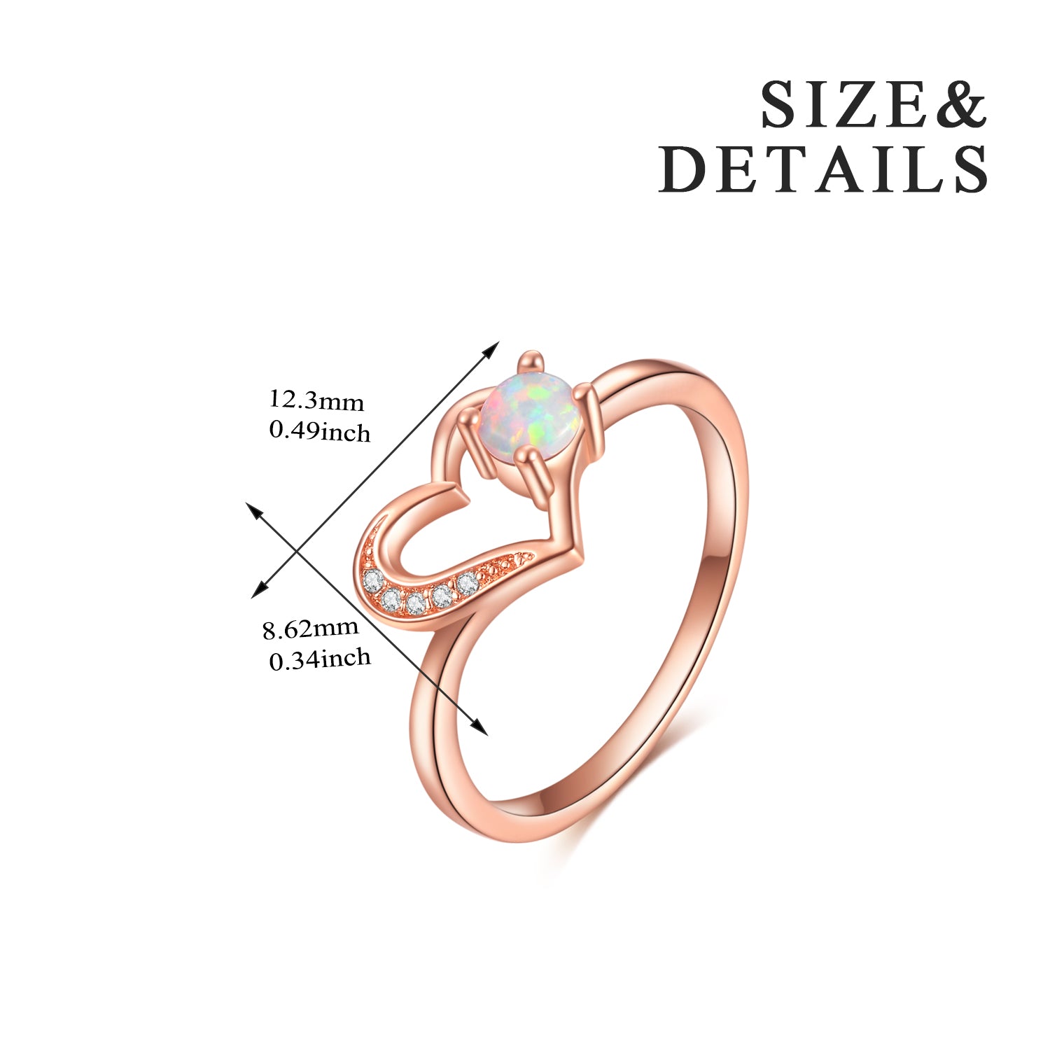 Couple Wedding Loving Heart Zirconia Jewelry Opal Ring Silver Wholesale