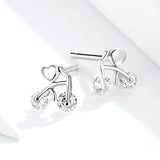 Sparkling Heart Clear CZ Stud Earrings for Women Genuine 925 Sterling Silver Studs Jewelry for Wedding Engagement SCE676