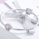 S925 Sterling Silver  Gold Plated& Rose Gold Plated Zircon Flower Core Charms