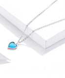 925 Sterling Silver Beautiful Blue Heart Pendant Necklace Fashion Jewelry For Gift