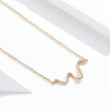 925 Sterling Silver Simple Wave Line Short Necklaces for Girlfriend Fashion Rose Gold Color Jewelry