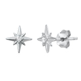 Silver Twinkle Stars Stud Earrings