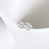 S925 Sterling Silver Fashion Personality Micro-Inlaid Hollow Butterfly Earrings Jewelry Cross-Border Exclusive