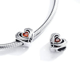 925 Sterling Silver Exquisite Red Heart Charm Fit DIY Bracelet Fashion Jewelry For Women