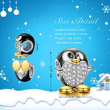 925 Sterling Silver Penguin Gold Plated Bracelet Bead Charms Animal Fever Collocation with 5A Cubic Zirconia Fit Pandora European Bracelets