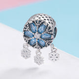 S925 sterling silver Oxidized zirconia snowflake Charms