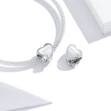 925 Sterling Silver Warm Heart Shape Bead Fit DIY Charm Precious Jewelry For Women