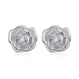 Flower Zirconia Rose Earrings Stud Jewelry Shinning Light Weight Earring