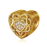 Heart-shaped gold zircon beads sterling silver bracelet beaded beads jewelry
