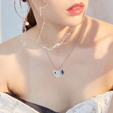 Blue Gemstone Necklace Heart And Star Sky Blue Stone Necklace